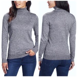 Andrew Marc size S : heathered gray black long sleeve ribbed turtleneck sweater